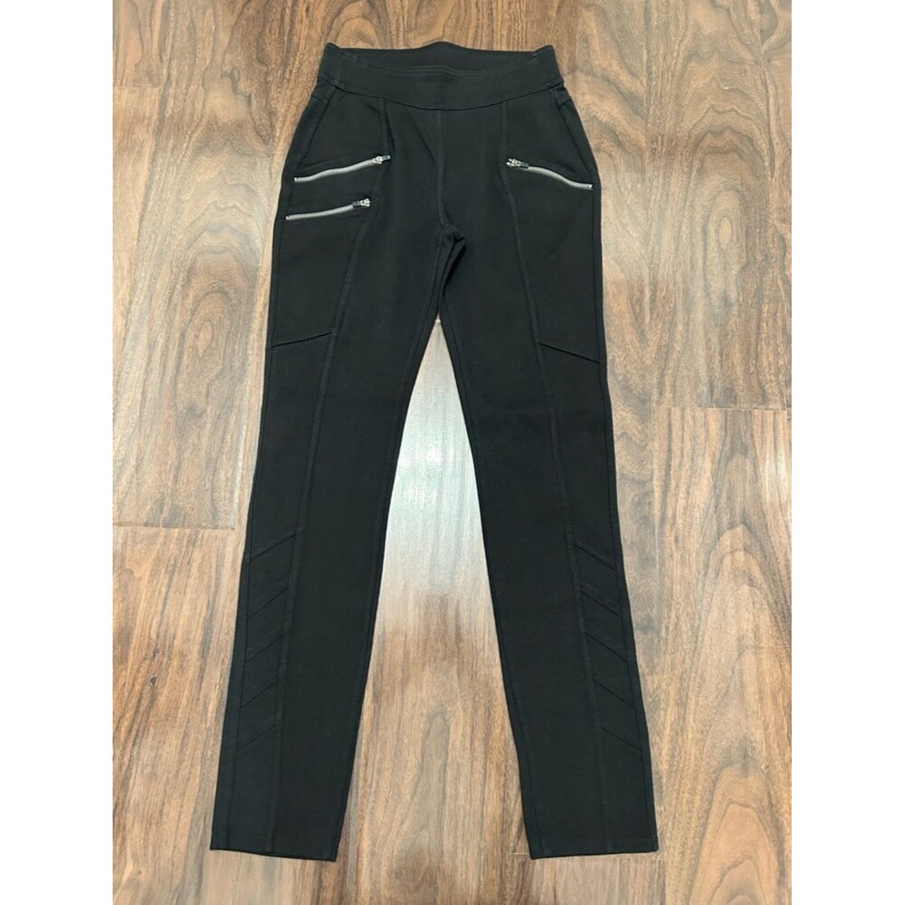 Athleta Black Ponte High-Rise Zipper Front Pants